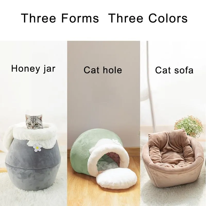 FluffNest™ | 3-in-1 Foldable Plush & Soft Cat Bed