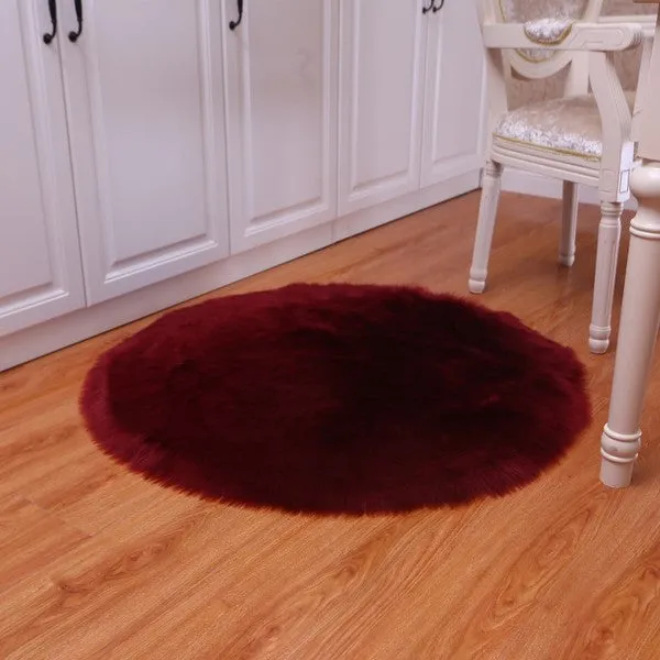 Fluffy Round Rug Artificial Wool Floor Carpet Home Decor