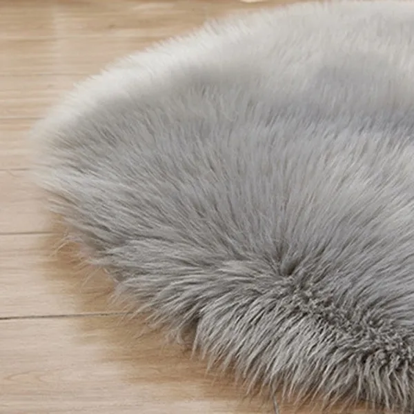Fluffy Round Rug Artificial Wool Floor Carpet Home Decor