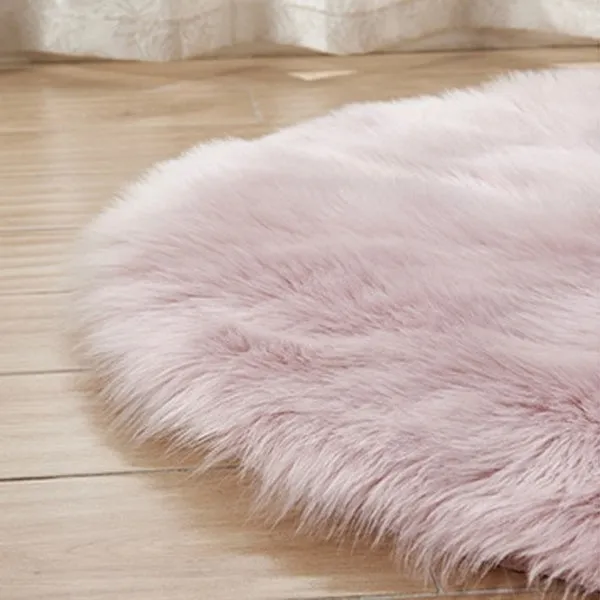 Fluffy Round Rug Artificial Wool Floor Carpet Home Decor