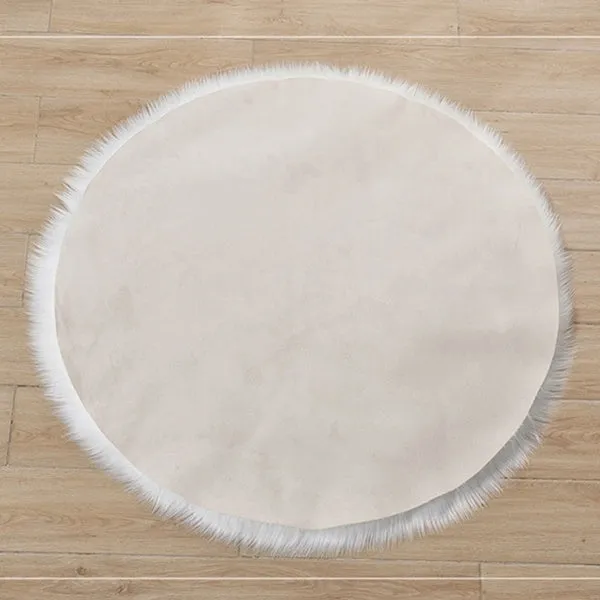 Fluffy Round Rug Artificial Wool Floor Carpet Home Decor