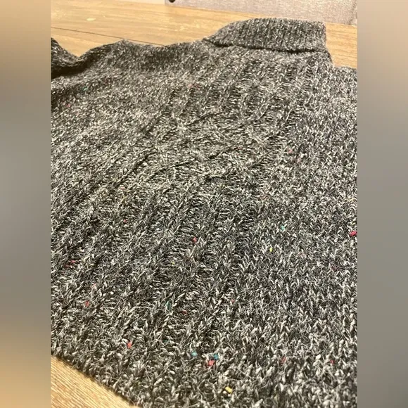 FORET DE FRAMBOISE Heathered Gray Wool Blend Turtleneck Cropped Sweater Size L