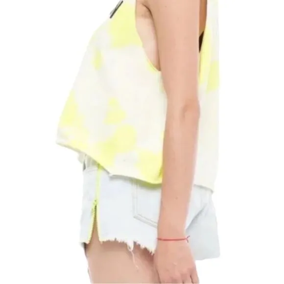 Free People x Sandrine Rose Distressed Denim Shorts with Yellow Zippers