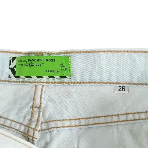 Free People x Sandrine Rose Distressed Denim Shorts with Yellow Zippers