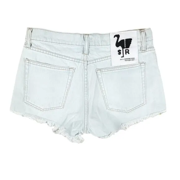 Free People x Sandrine Rose Distressed Denim Shorts with Yellow Zippers
