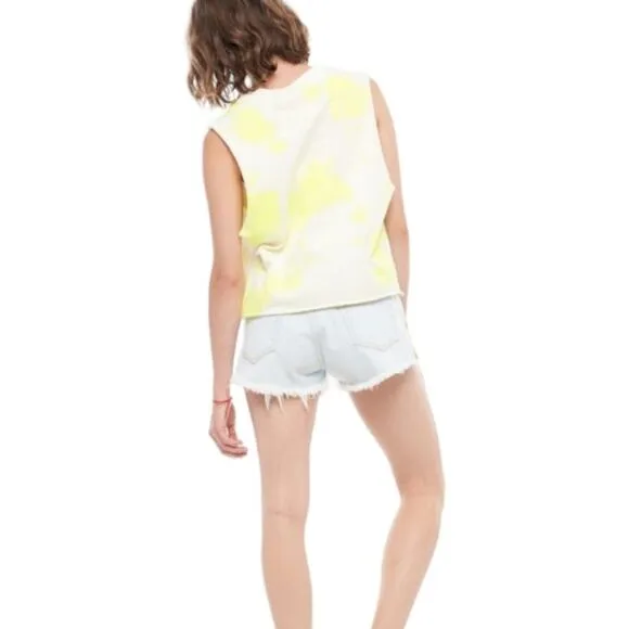 Free People x Sandrine Rose Distressed Denim Shorts with Yellow Zippers