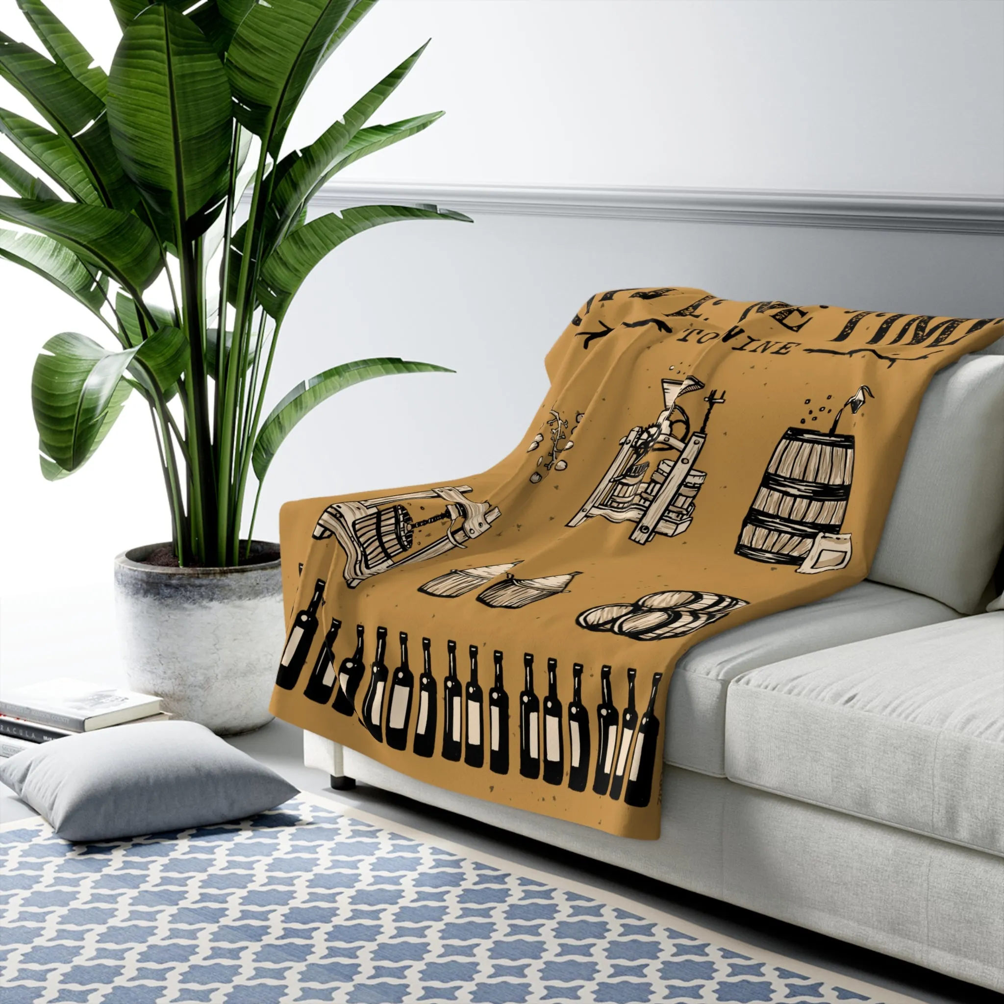 Give Me Time To Wine Sherpa Fleece Blanket