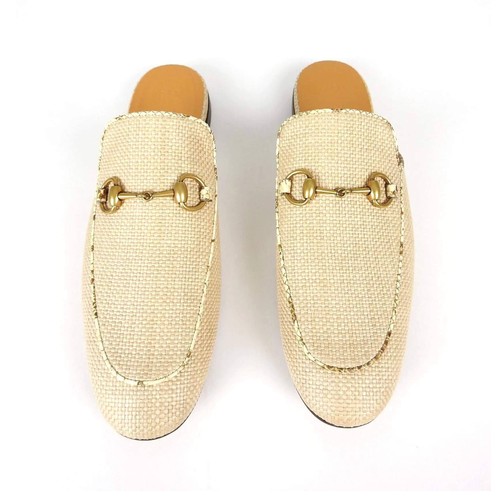 Gucci Woven Princetown Mule Natural UK10