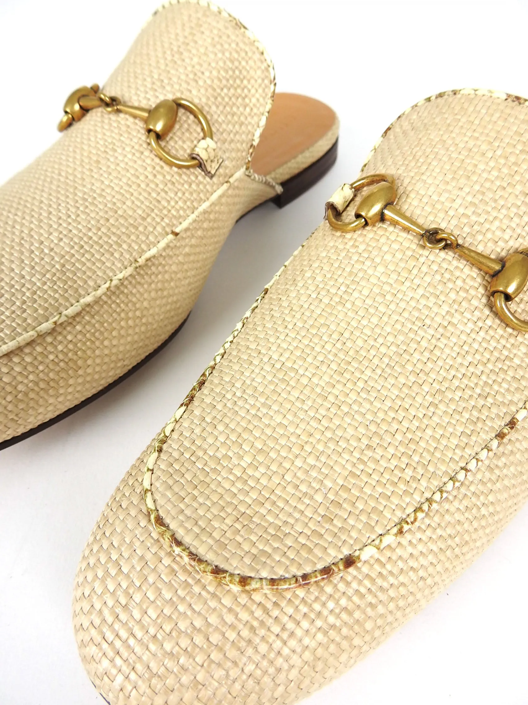 Gucci Woven Princetown Mule Natural UK10