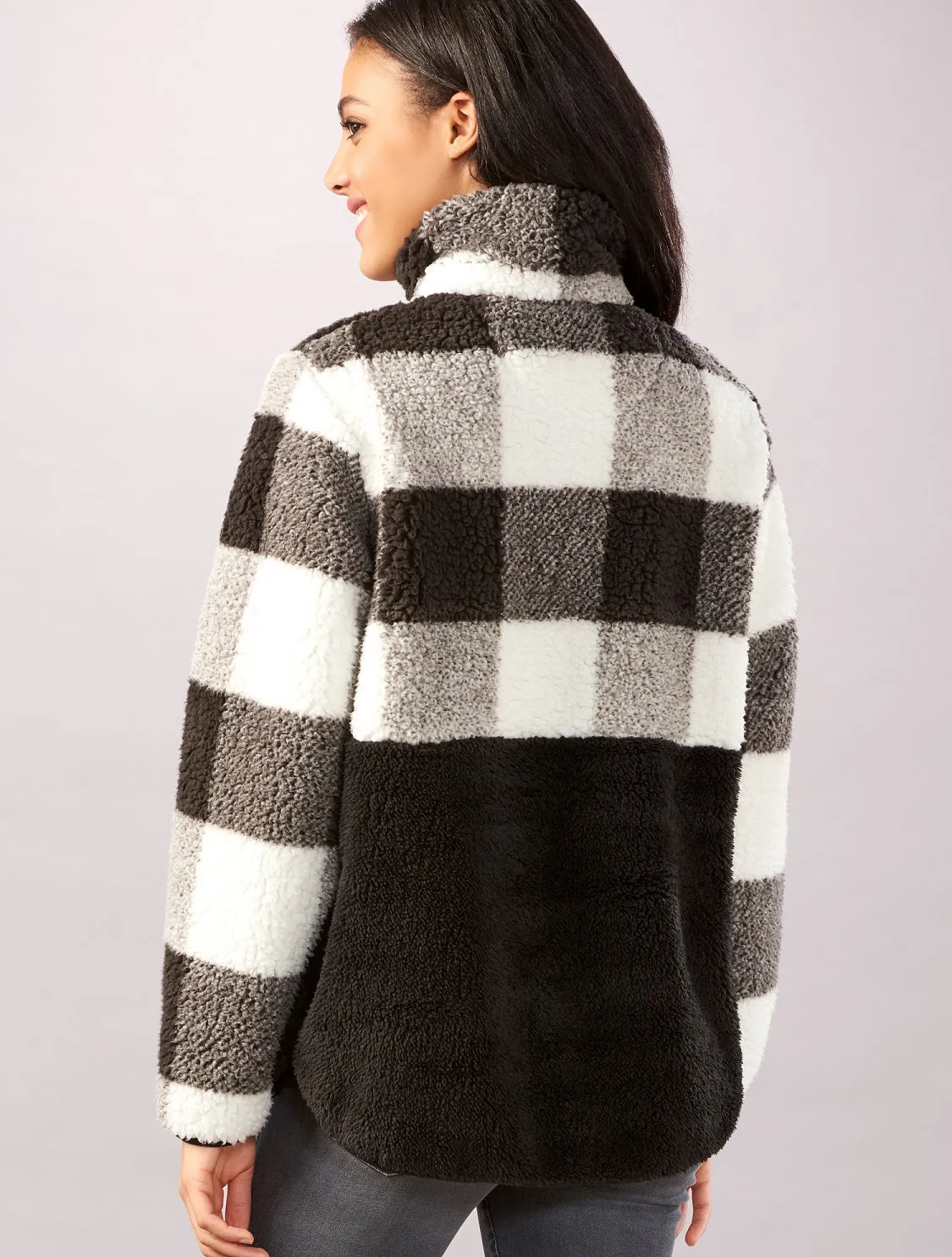 Half Plaid Pullover