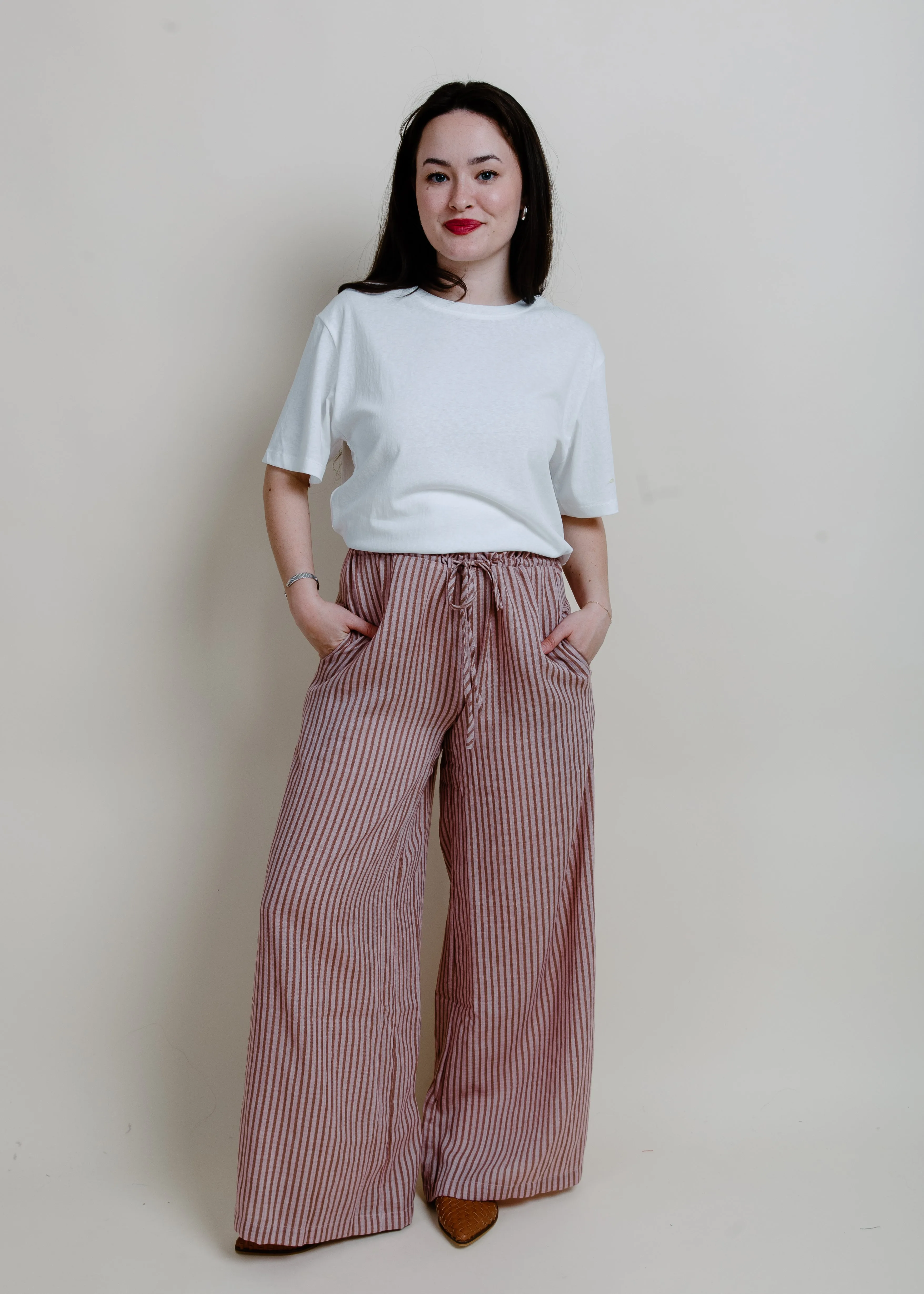 Hampton Summer Striped Pants - Pink