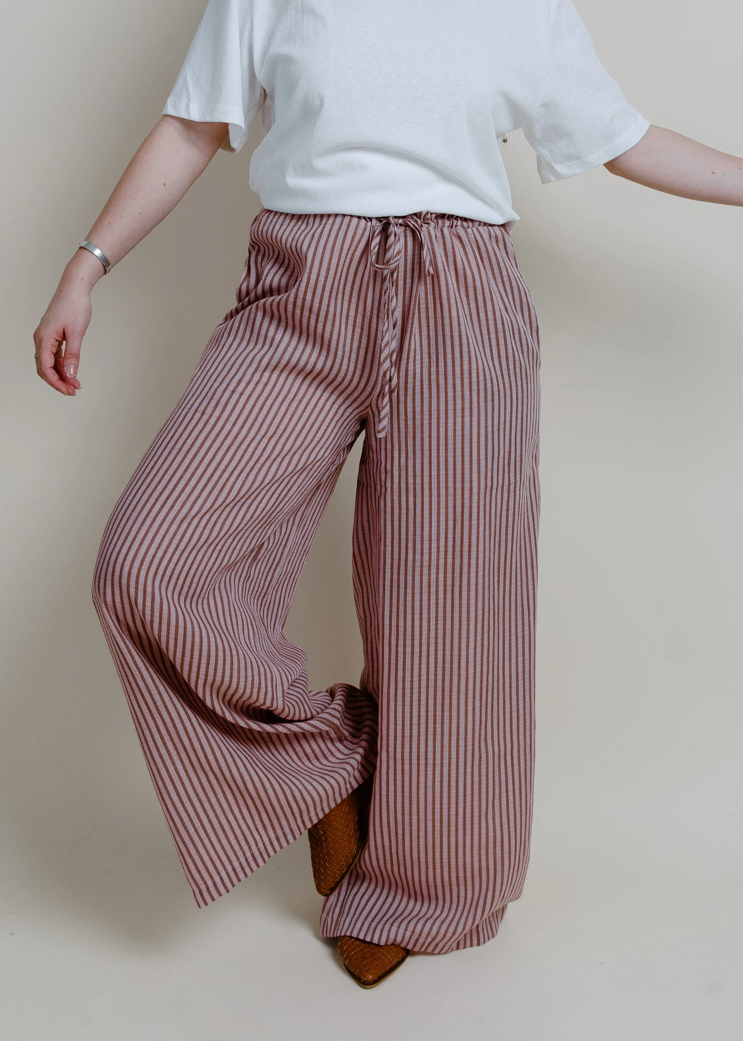 Hampton Summer Striped Pants - Pink
