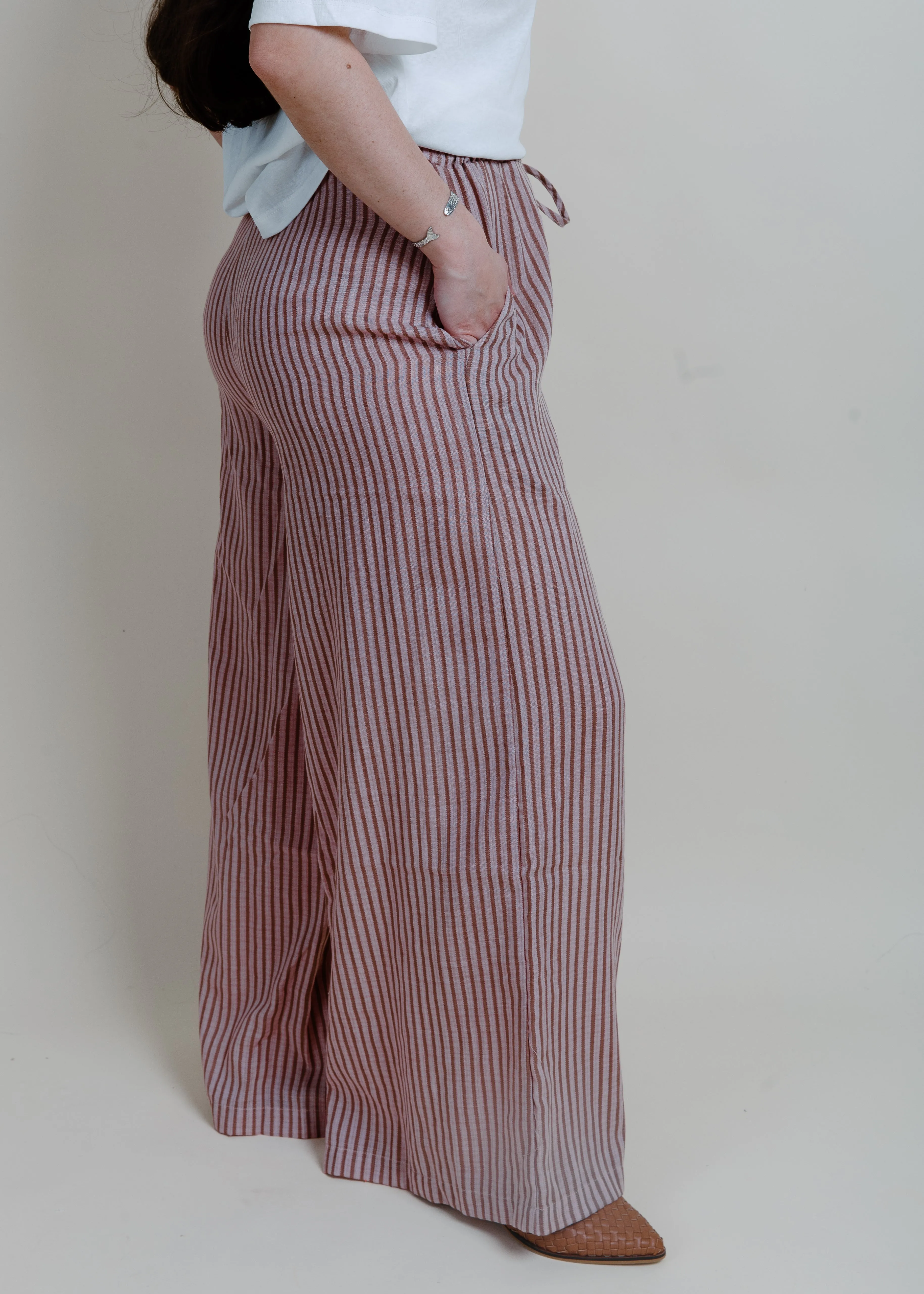 Hampton Summer Striped Pants - Pink