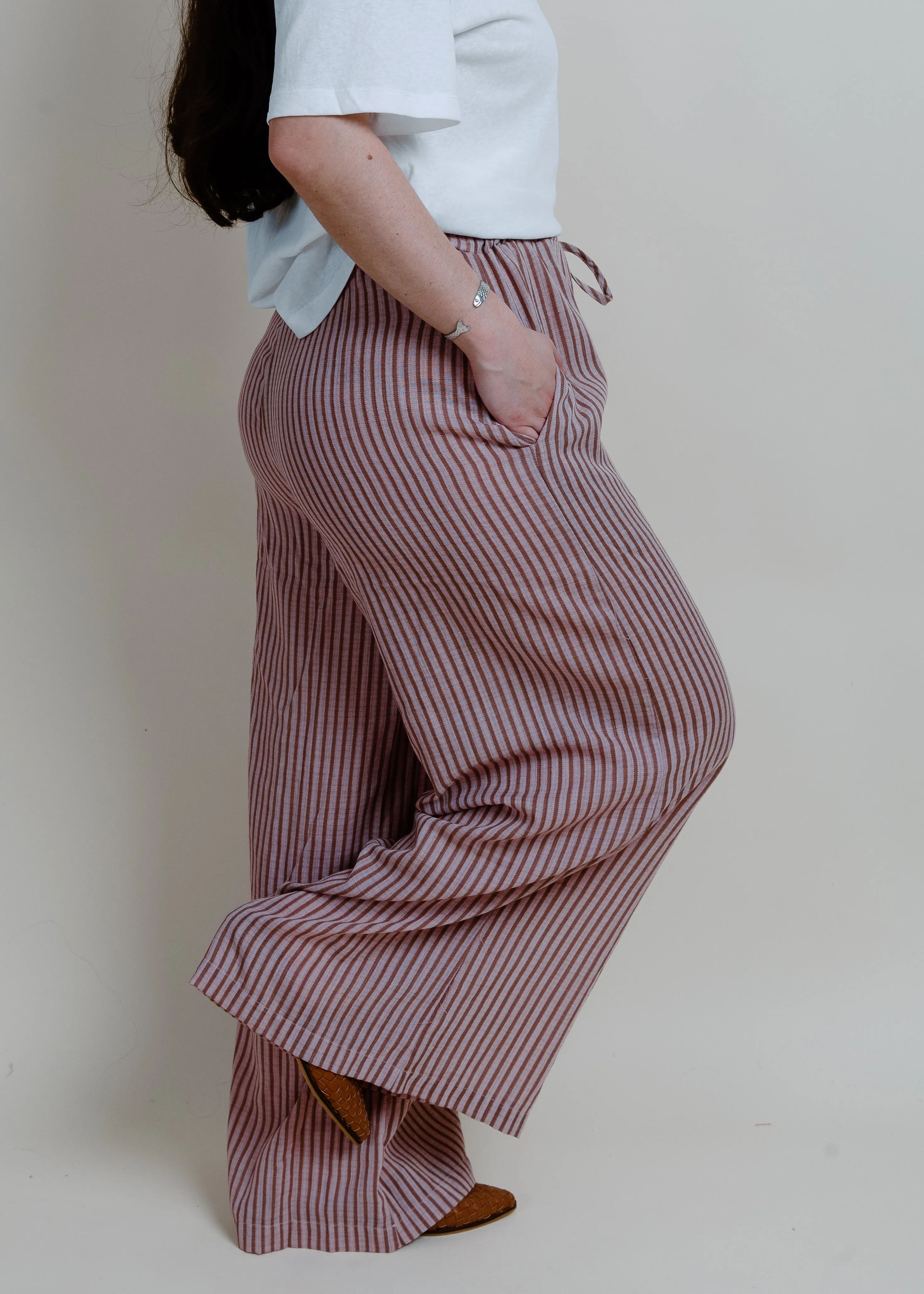 Hampton Summer Striped Pants - Pink