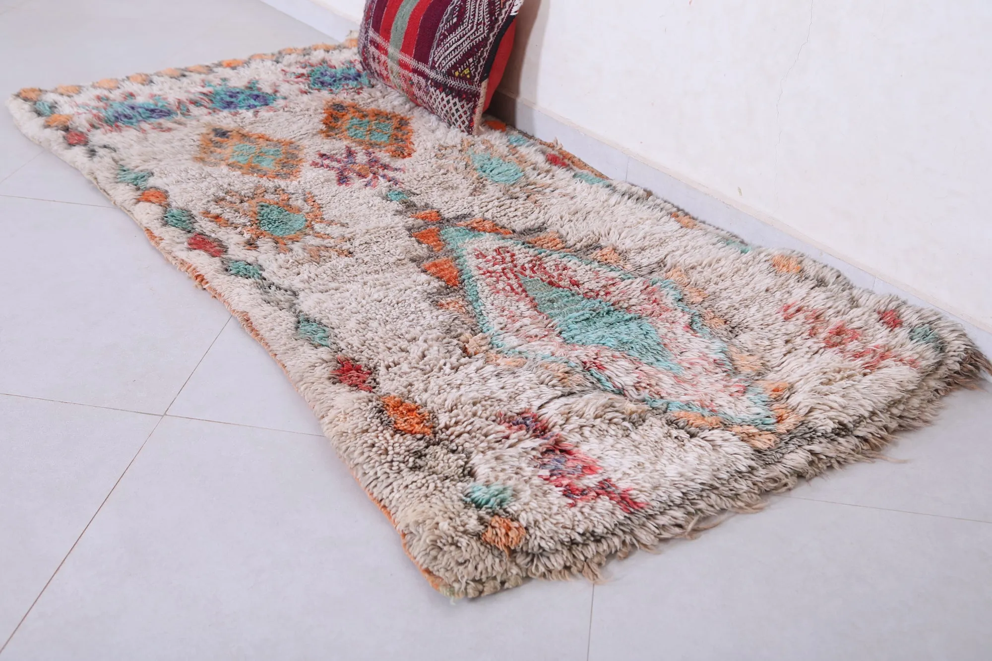 Handmade Moroccan Runner Rug - Colorful Tribal Design | 3.2 x 6.2 ft