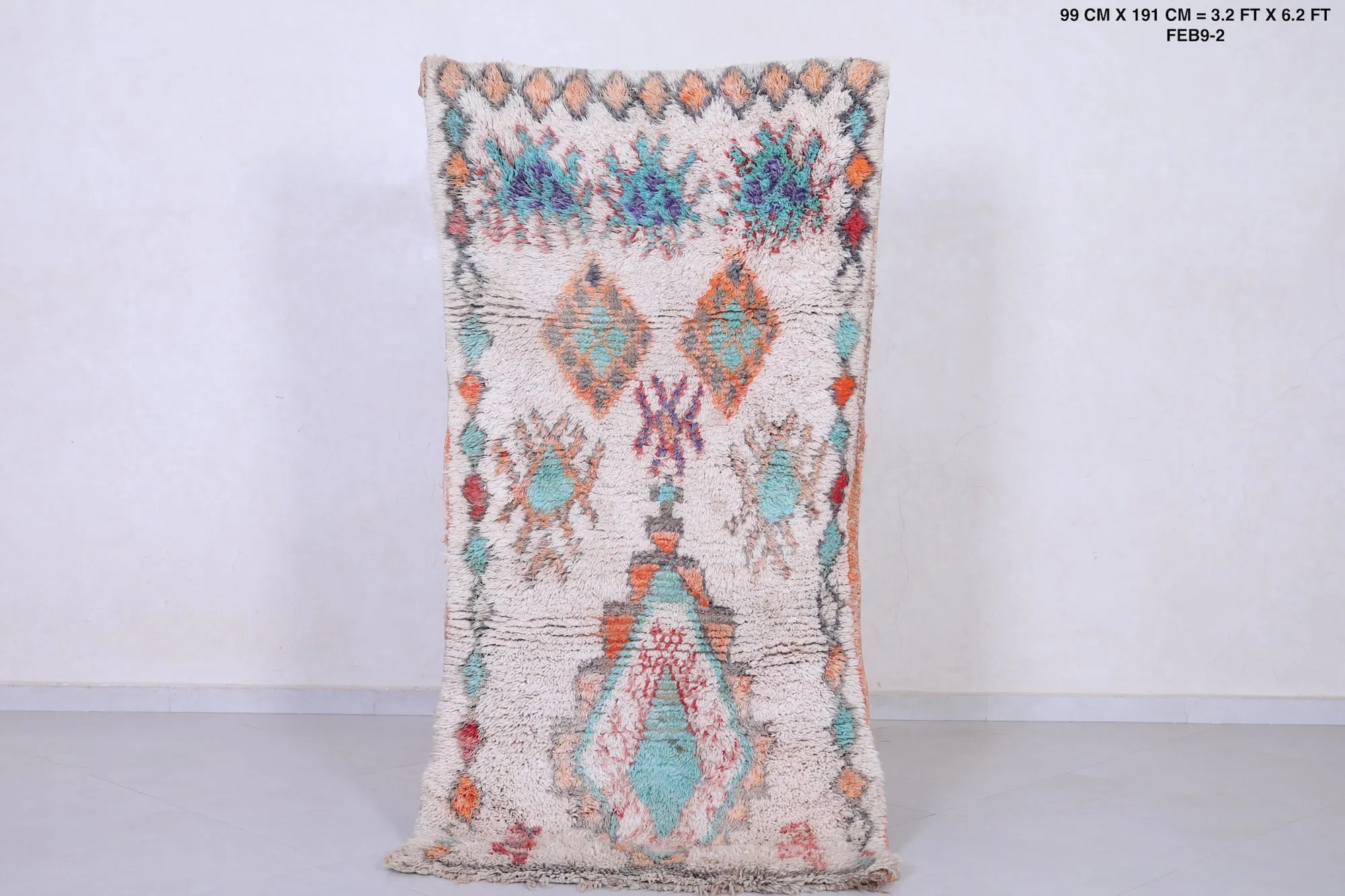 Handmade Moroccan Runner Rug - Colorful Tribal Design | 3.2 x 6.2 ft