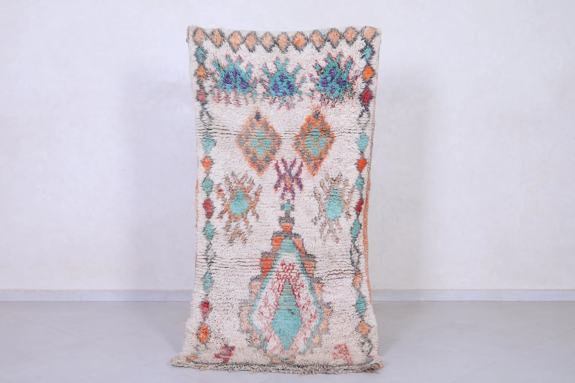 Handmade Moroccan Runner Rug - Colorful Tribal Design | 3.2 x 6.2 ft