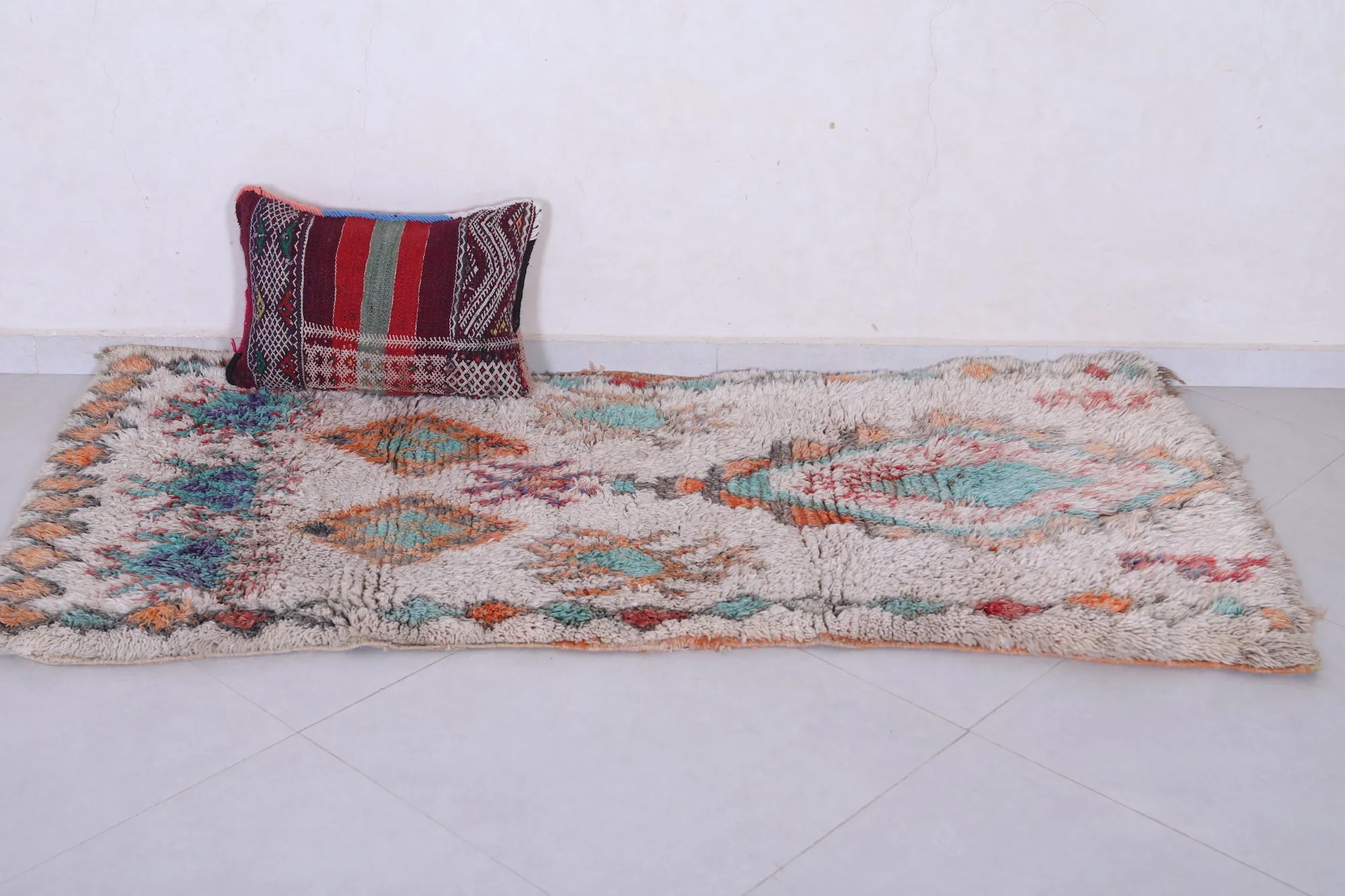 Handmade Moroccan Runner Rug - Colorful Tribal Design | 3.2 x 6.2 ft
