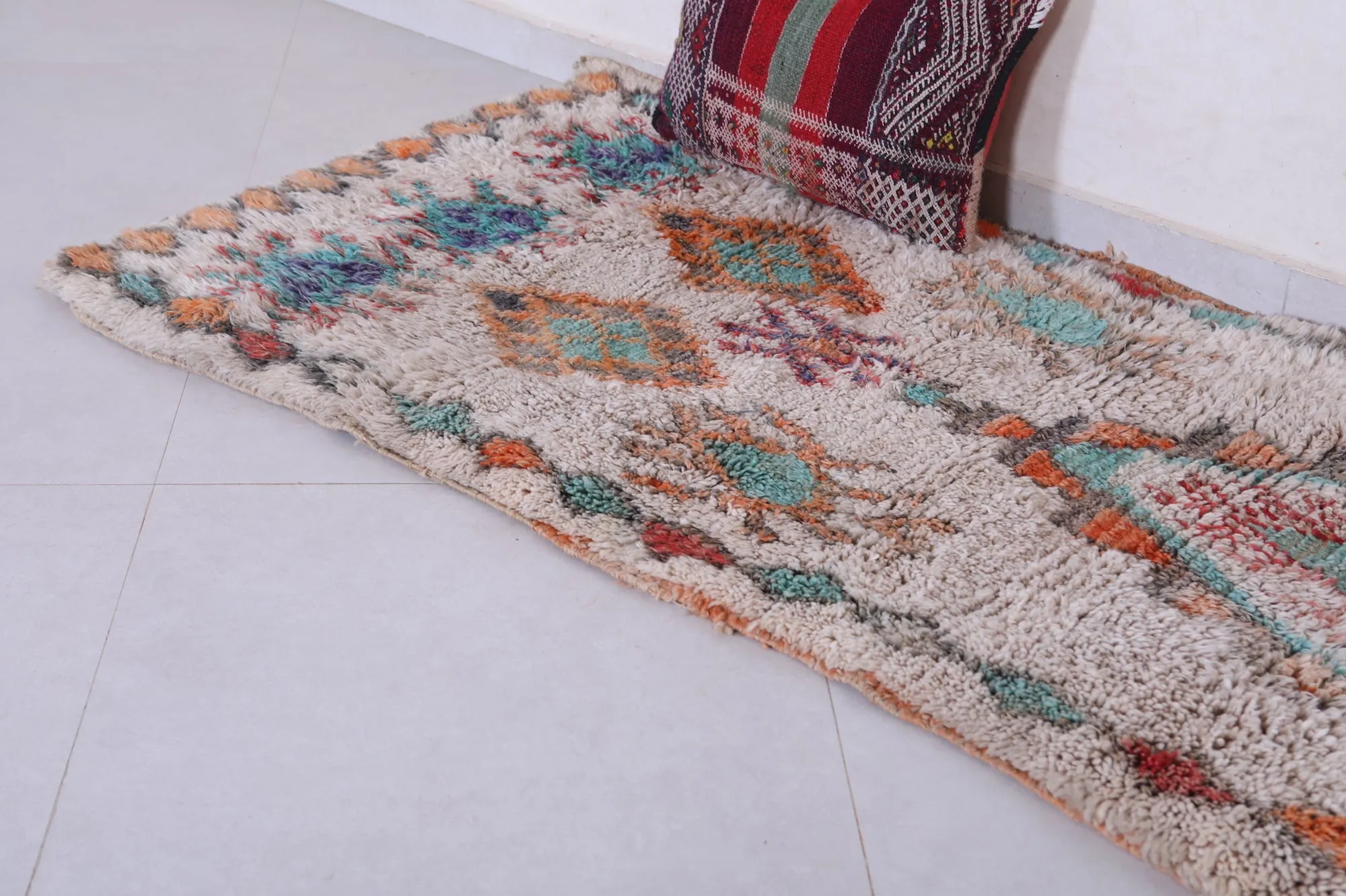 Handmade Moroccan Runner Rug - Colorful Tribal Design | 3.2 x 6.2 ft