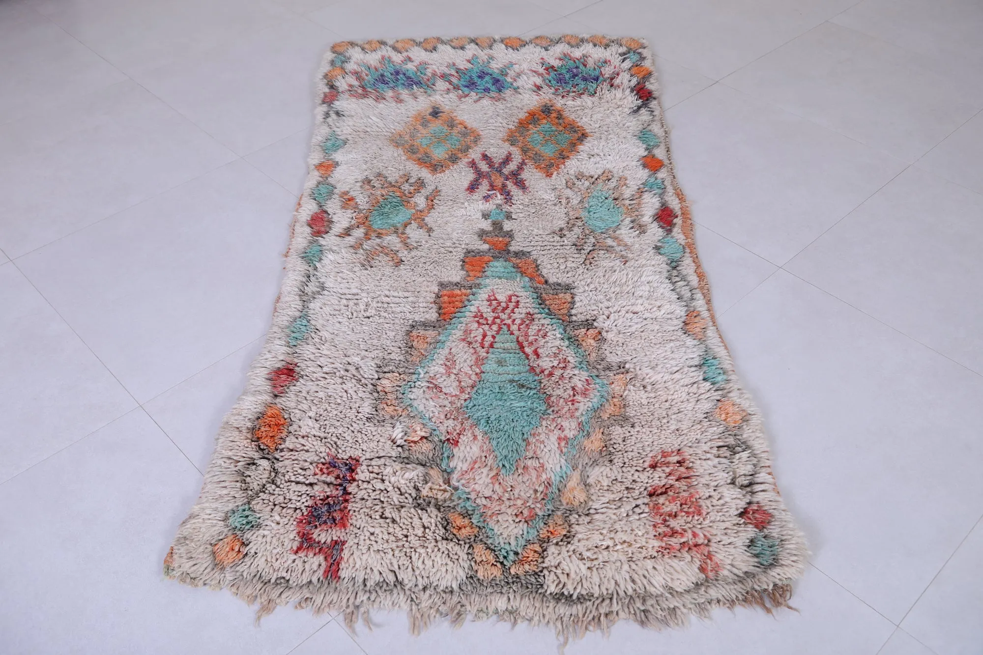 Handmade Moroccan Runner Rug - Colorful Tribal Design | 3.2 x 6.2 ft