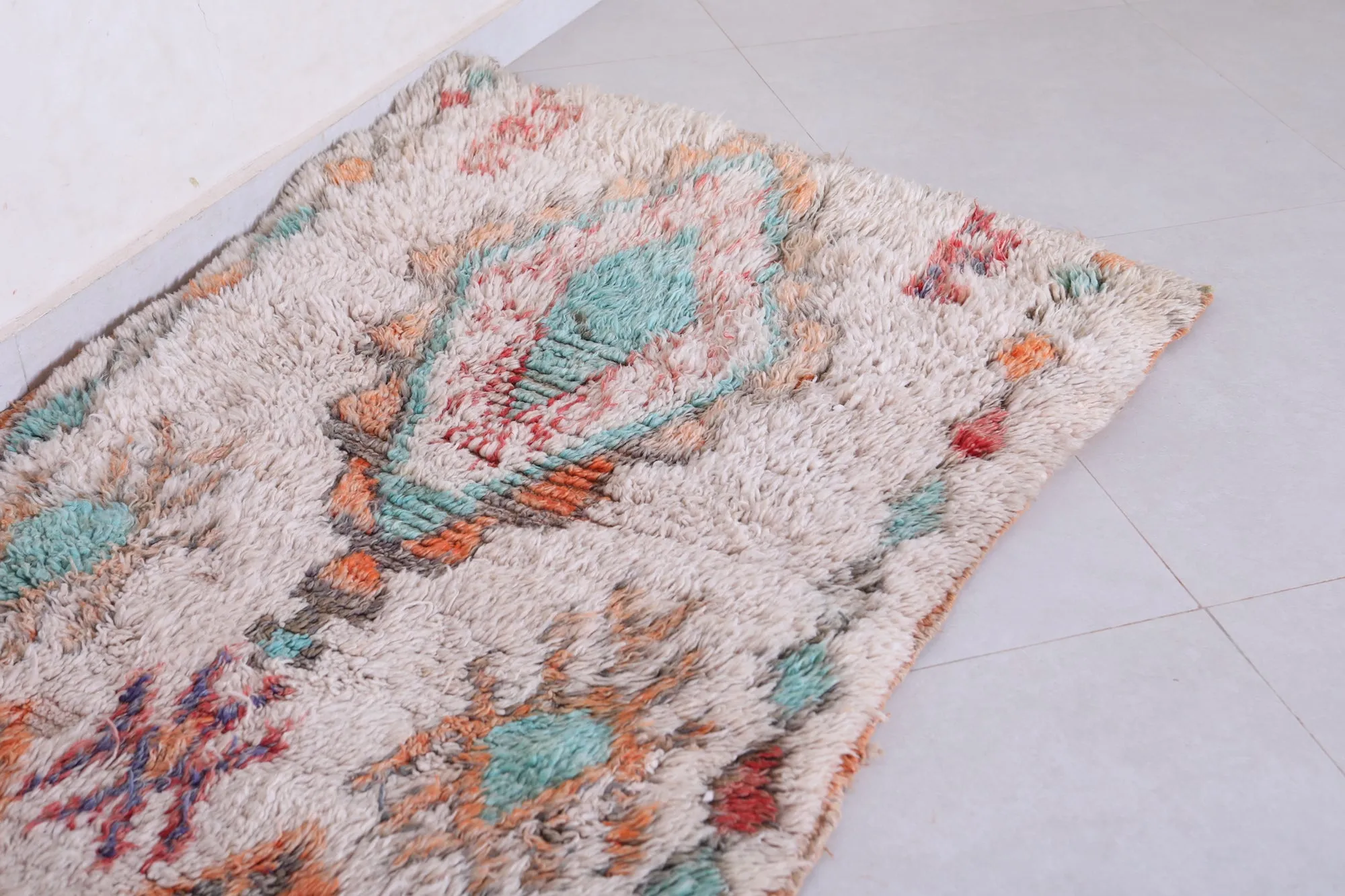 Handmade Moroccan Runner Rug - Colorful Tribal Design | 3.2 x 6.2 ft