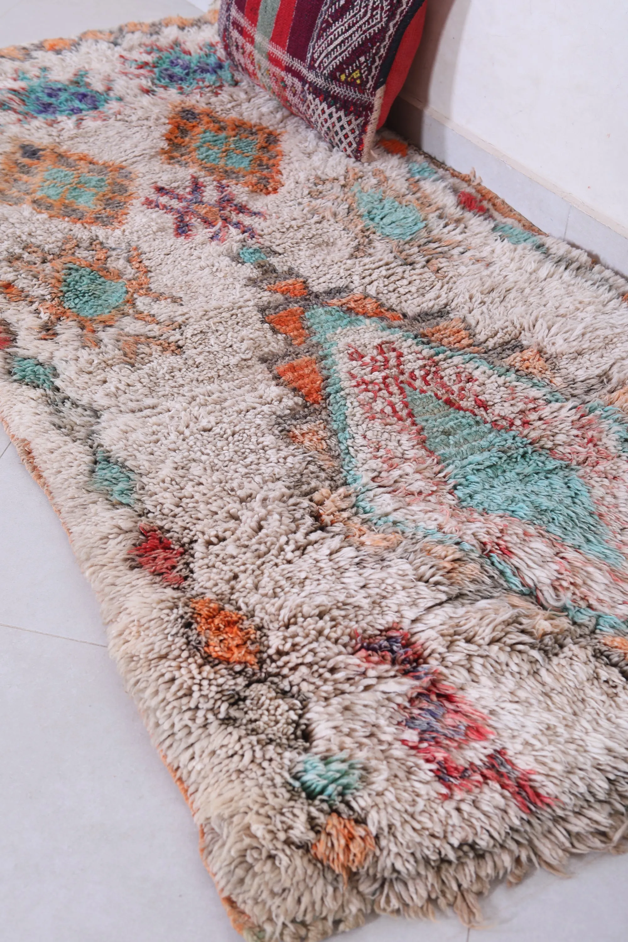 Handmade Moroccan Runner Rug - Colorful Tribal Design | 3.2 x 6.2 ft