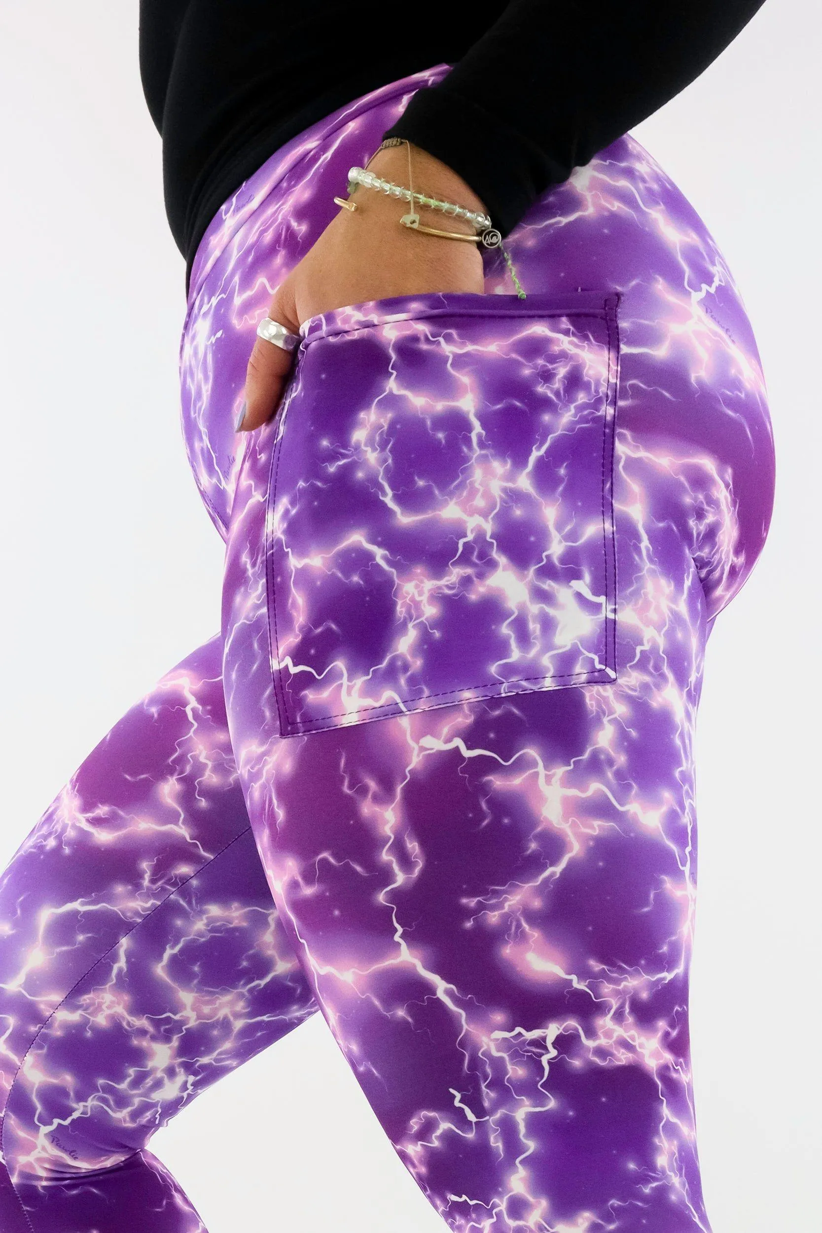 High Voltage Purple - Casual - Regular Full Leggings - Pockets