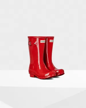 Hunter Military Red Original Kids Gloss Rain Boot