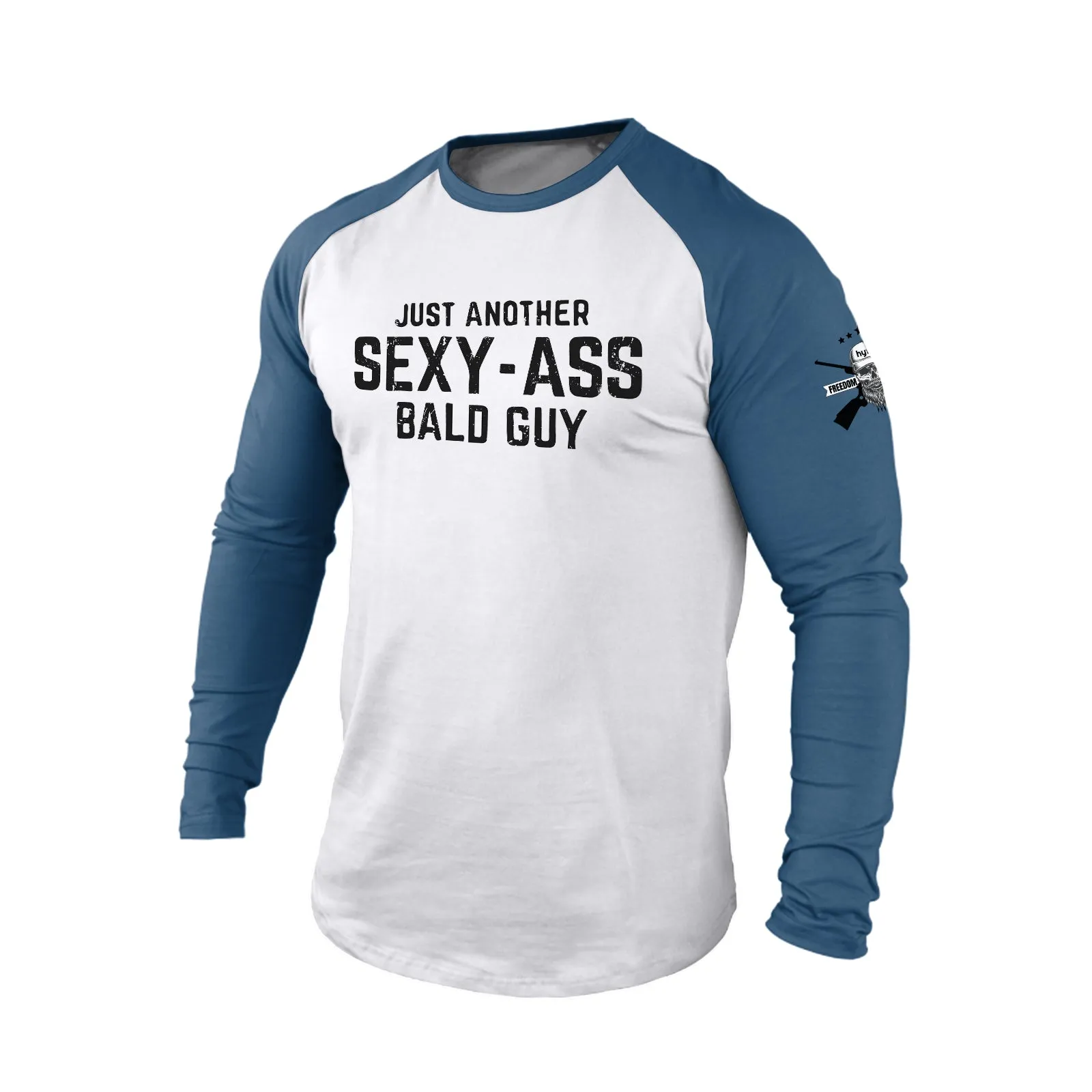 JUST ANOTHER SEXY-ASS BALD GUY  100% COTTON RAGLAN GRAPHIC LONG SLEEVE T-SHIRT