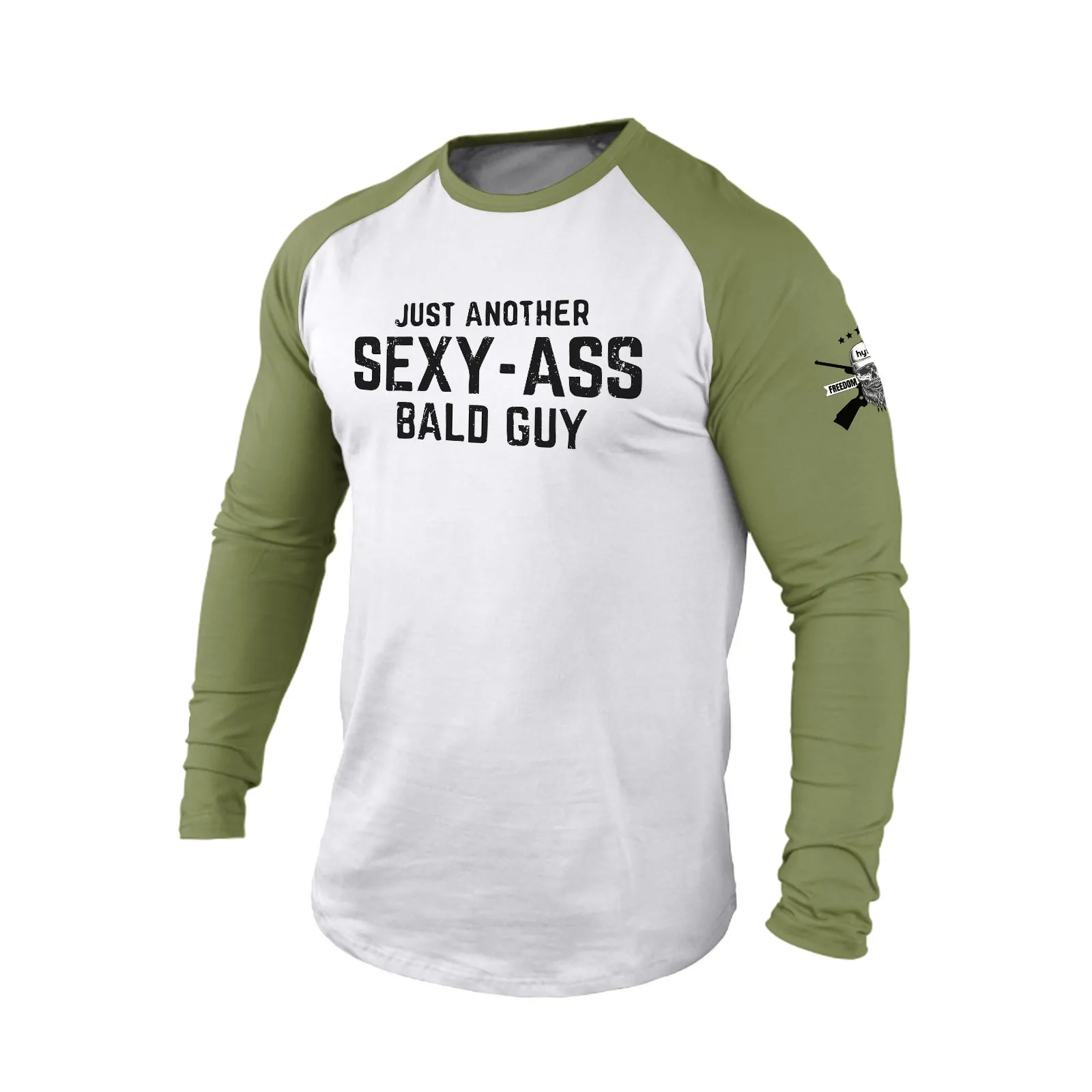 JUST ANOTHER SEXY-ASS BALD GUY  100% COTTON RAGLAN GRAPHIC LONG SLEEVE T-SHIRT