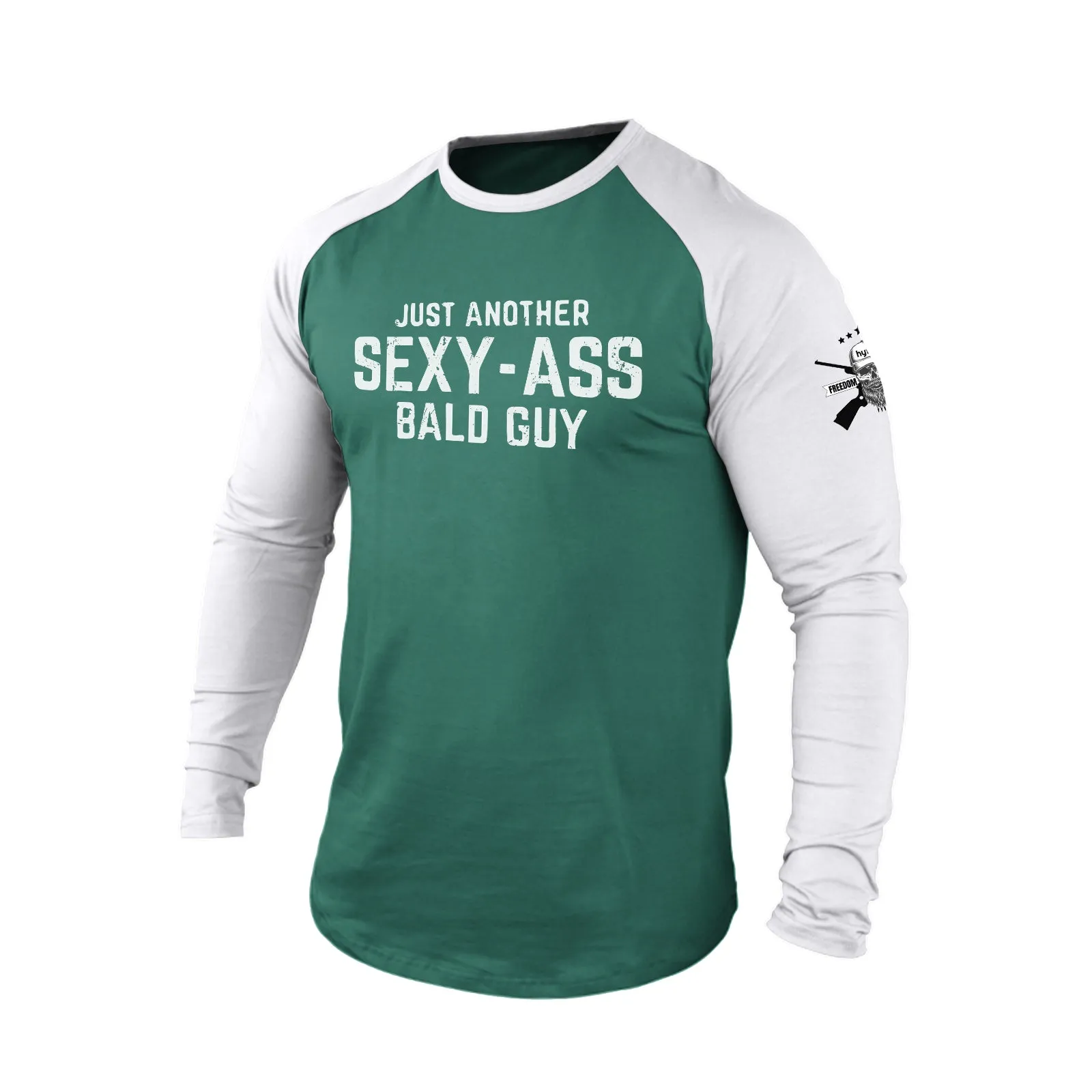 JUST ANOTHER SEXY-ASS BALD GUY  100% COTTON RAGLAN GRAPHIC LONG SLEEVE T-SHIRT
