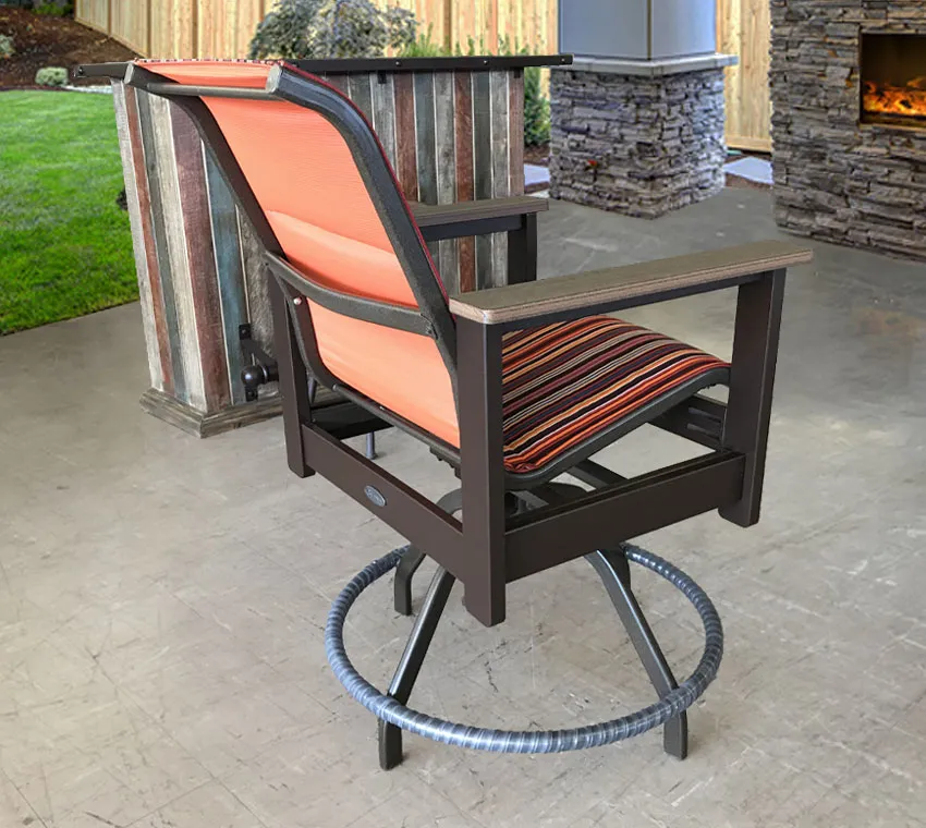 Kingston Sling Swivel Balcony Chair in Salsa Tandoori Stripe