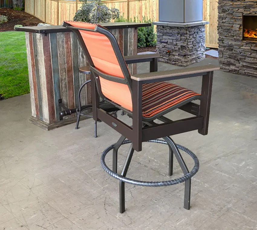 Kingston Sling Swivel Bar Chair in Salsa Tandoori Stripe