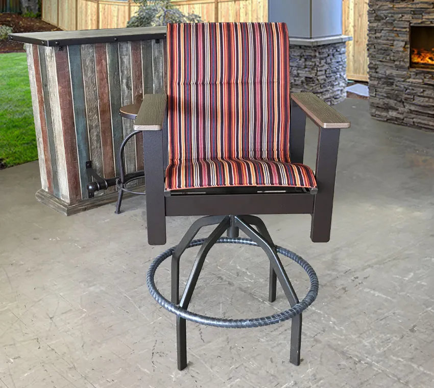 Kingston Sling Swivel Bar Chair in Salsa Tandoori Stripe