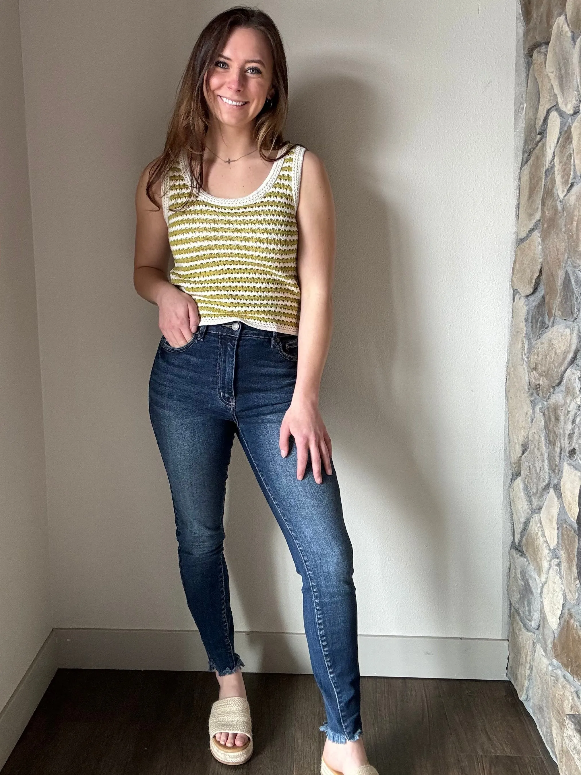 kiwi stripe knit tank