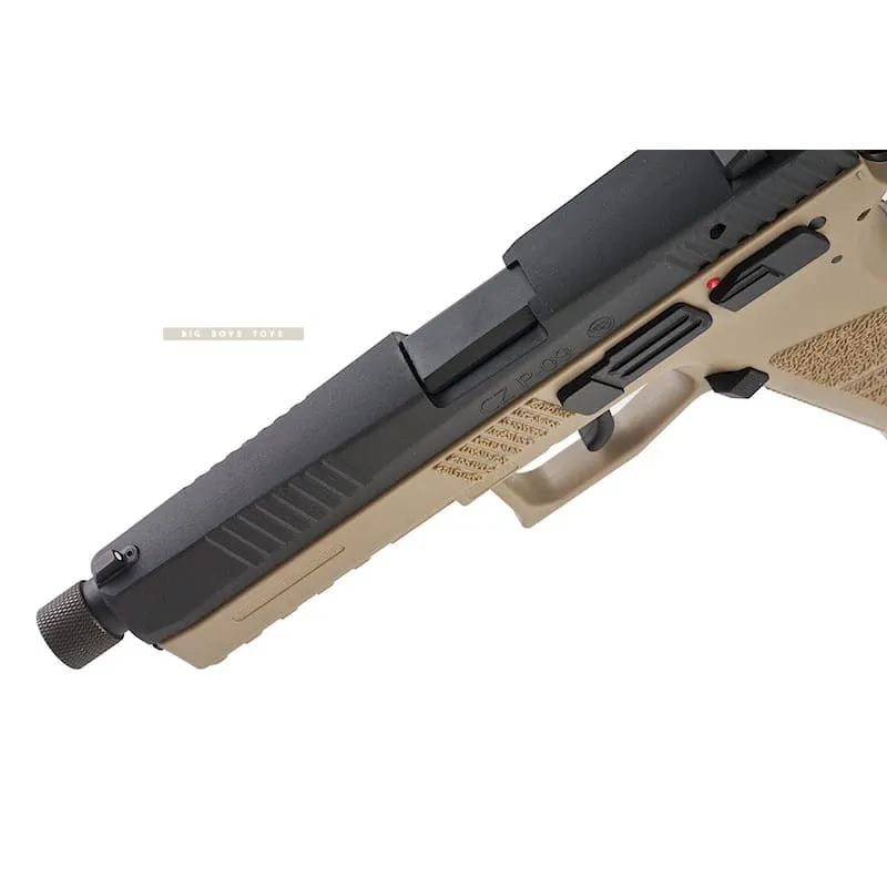 KJ Works CZ P-09 Duty (ASG Licensed) with 14mm CCW Thread Barrel - CO2 Version (TAN)