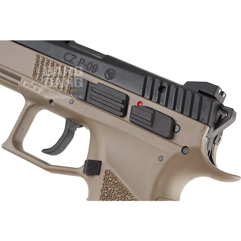 KJ Works CZ P-09 Duty (ASG Licensed) with 14mm CCW Thread Barrel - CO2 Version (TAN)