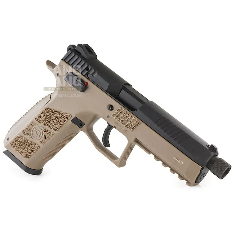 KJ Works CZ P-09 Duty (ASG Licensed) with 14mm CCW Thread Barrel - CO2 Version (TAN)
