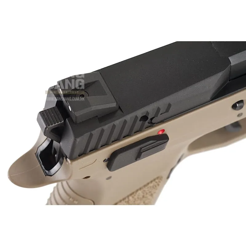 KJ Works CZ P-09 Duty (ASG Licensed) with 14mm CCW Thread Barrel - CO2 Version (TAN)