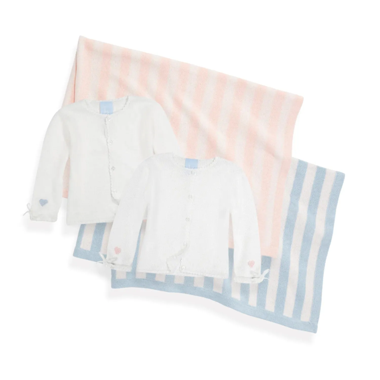 Knit Striped Baby Blanket -- Pink