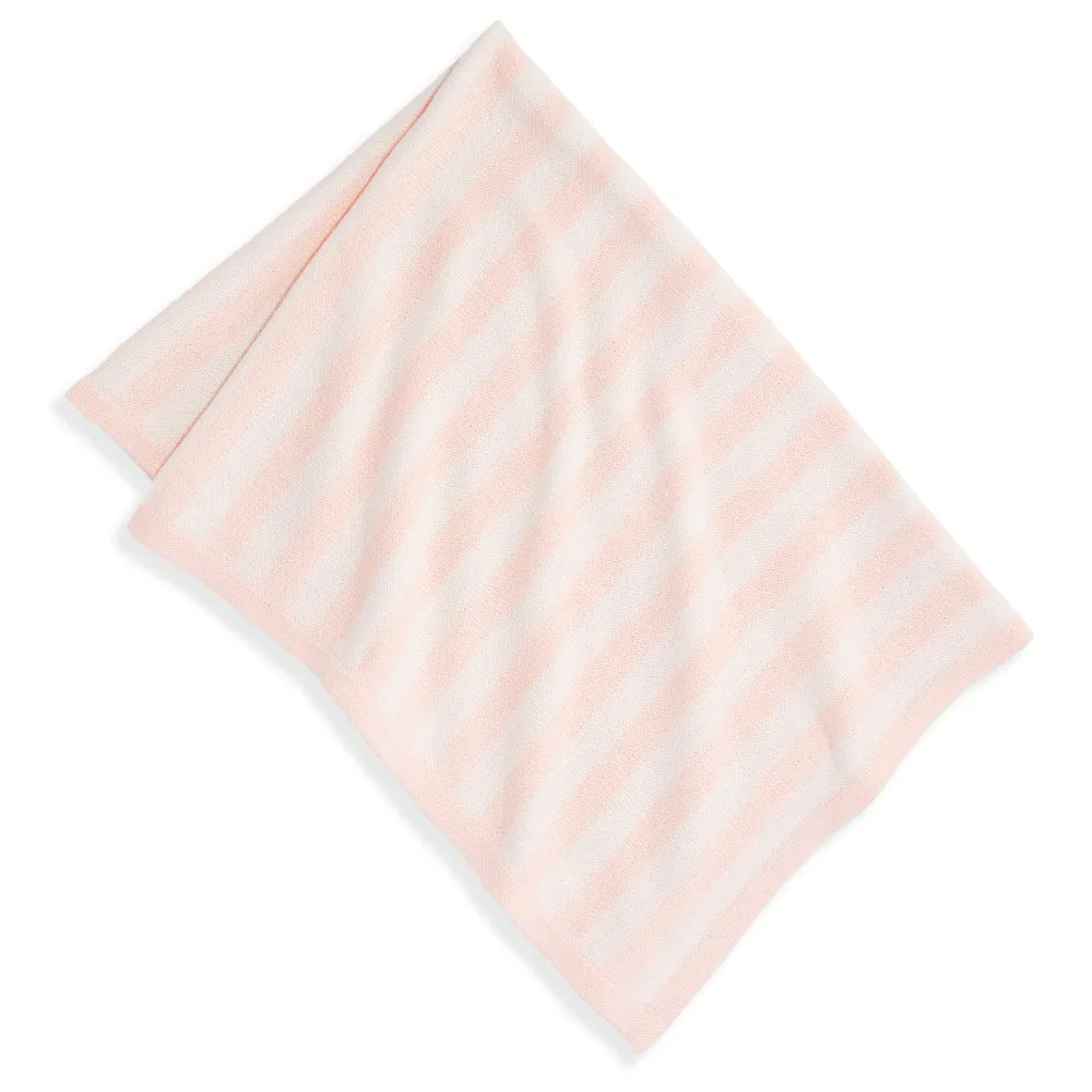 Knit Striped Baby Blanket -- Pink