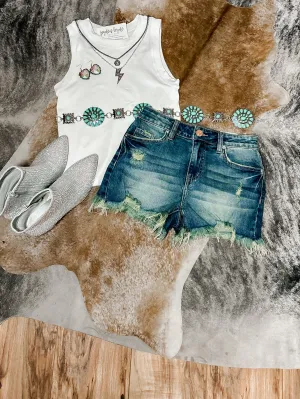 Kristen high rise frayed shorts