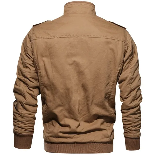 Long Sleeve Outdoor Casual Zipper Jackets Velvet Military Jacket