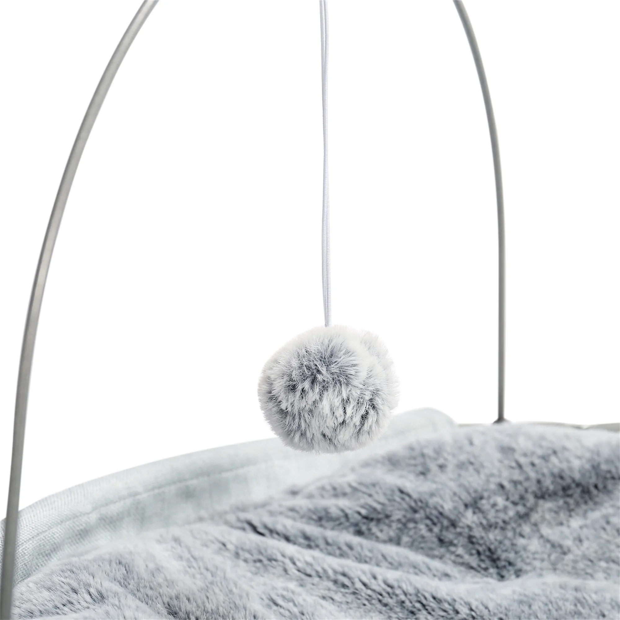 Luxury Indoor Cat Bed Soft Plush Cat Hammock Detachable Pet Bed Pet Lounge Spot with Dangling Ball for Cats, Small Dogs, Washable,Grey