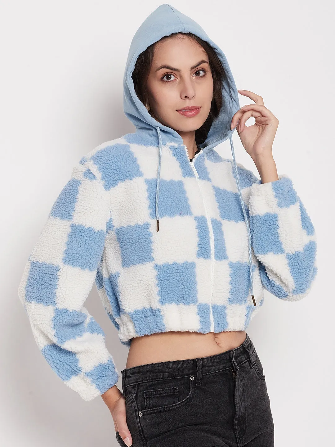 Madame Colour Blocked Sky-Blue Sweatshirt