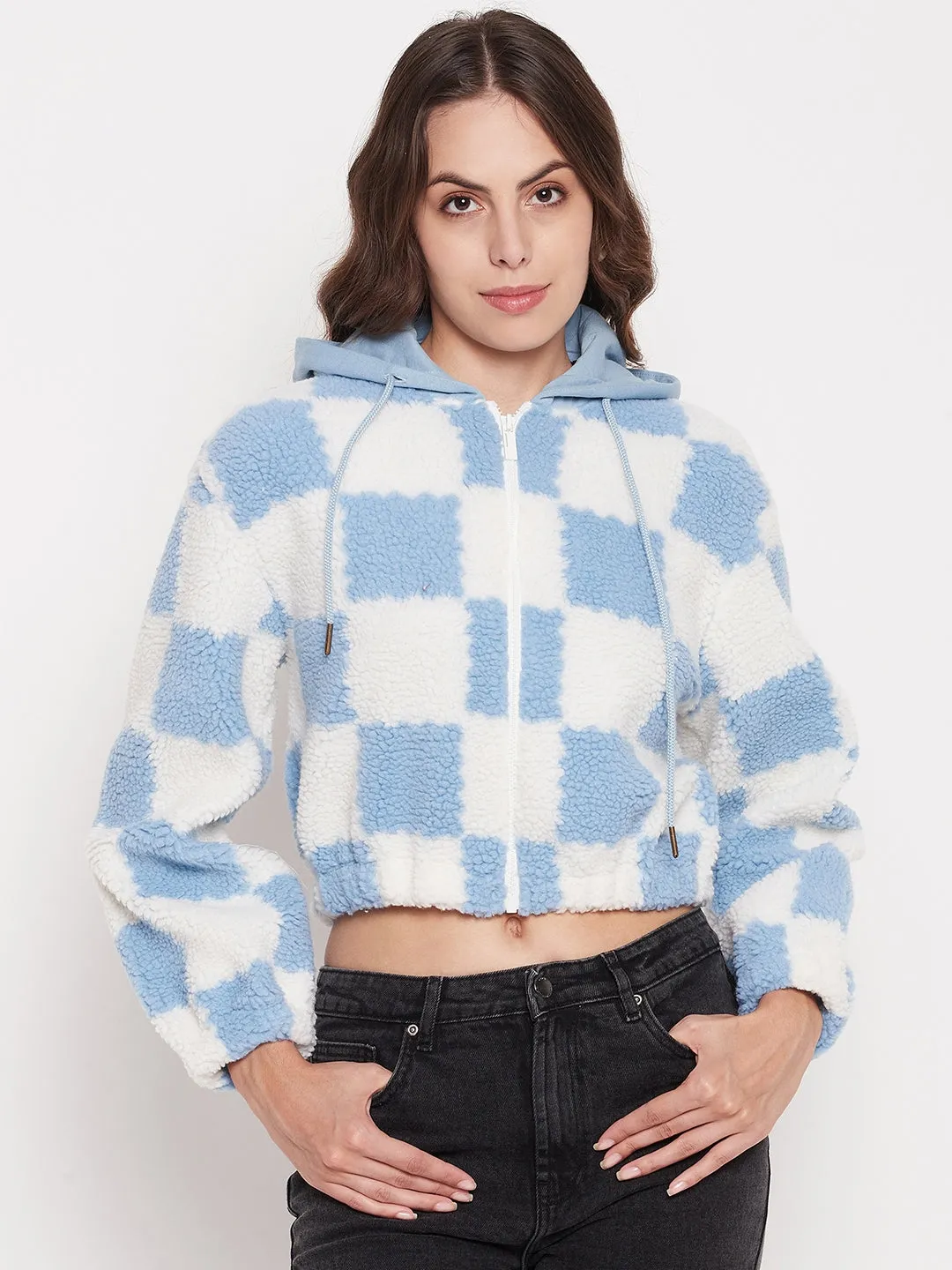 Madame Colour Blocked Sky-Blue Sweatshirt