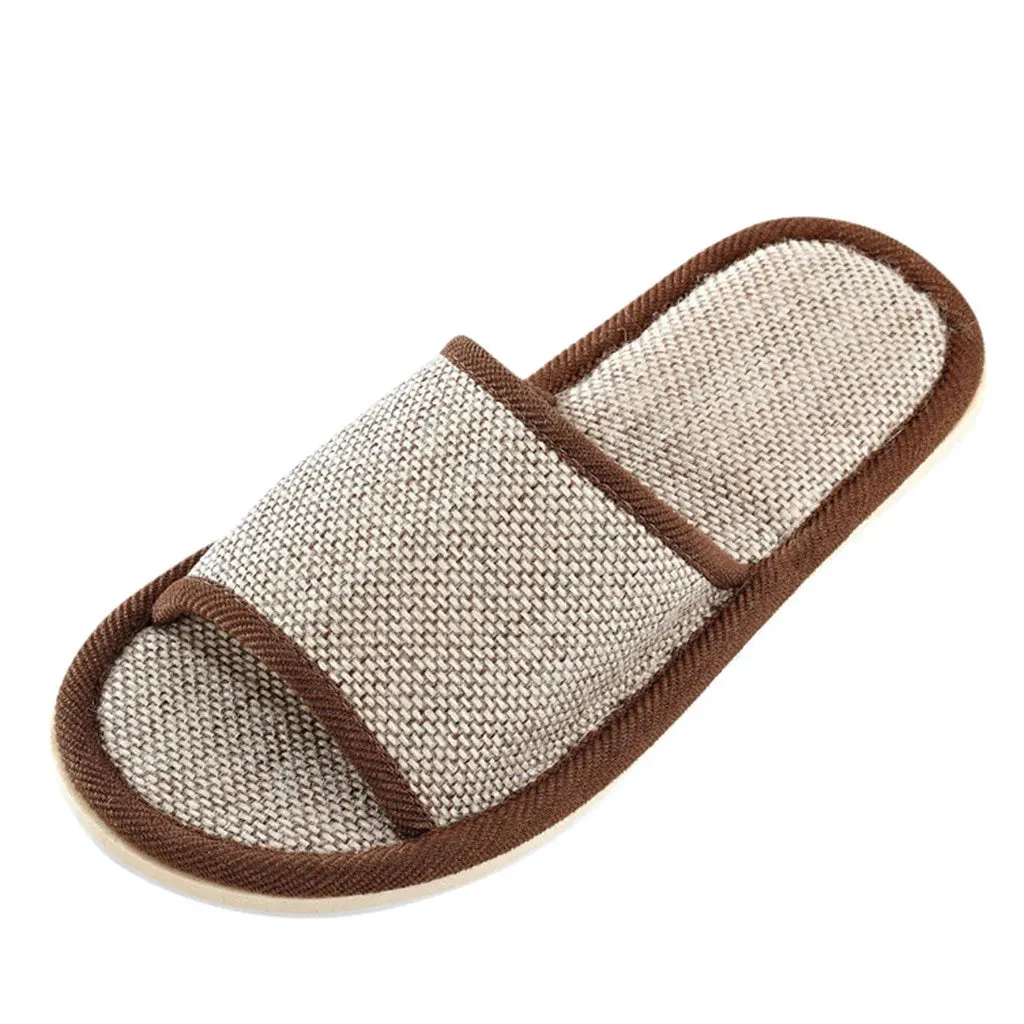 Men's And Women's Home Slippers Solid Colour Comfortable Flat Slippers Fashion Simple Linen Slippers Men's Shoes Women's Shoes