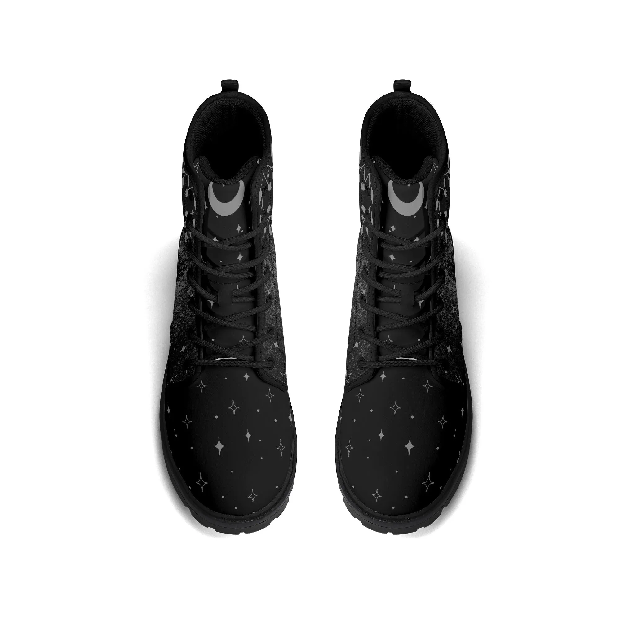 Mens Black Owl Vegan Boots