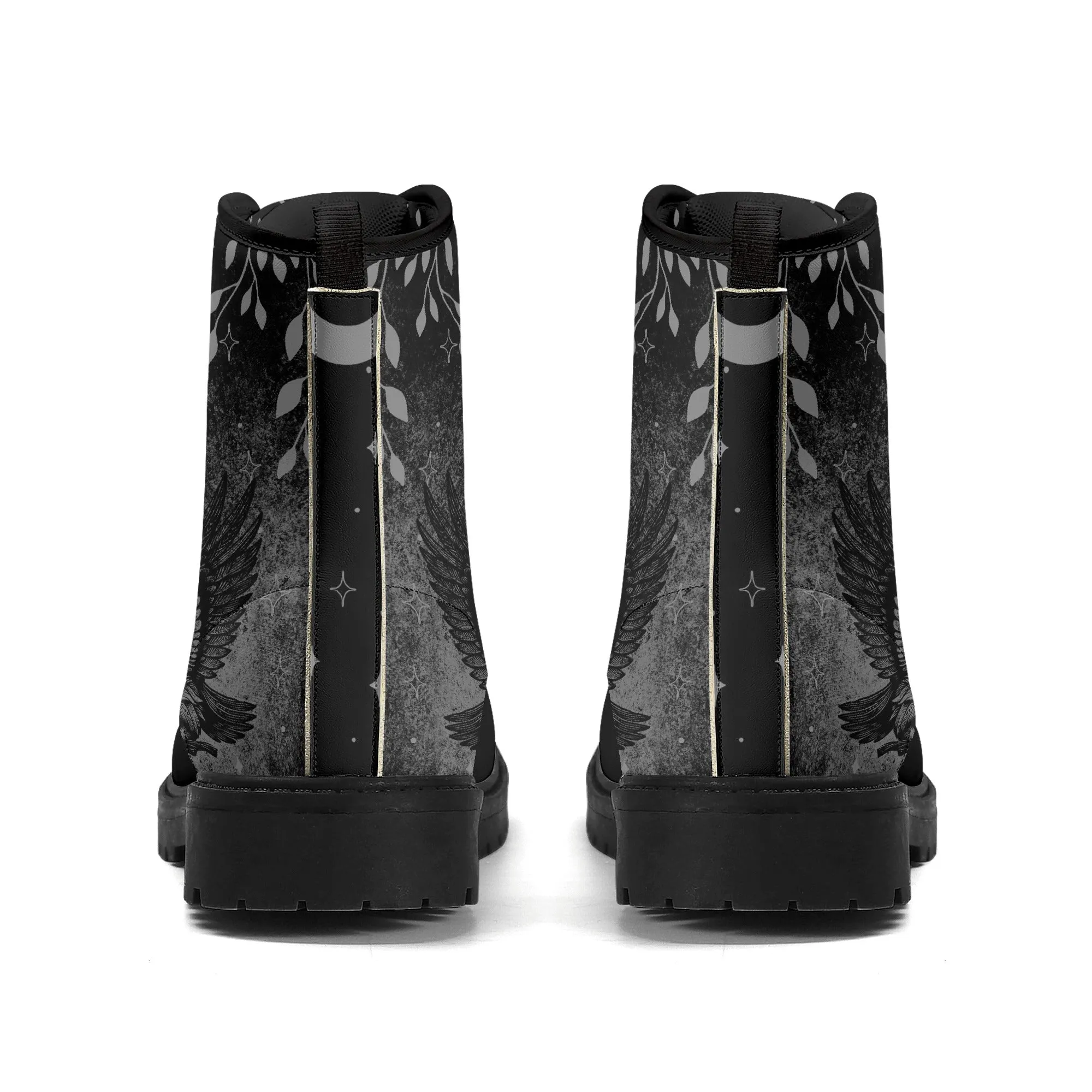 Mens Black Owl Vegan Boots