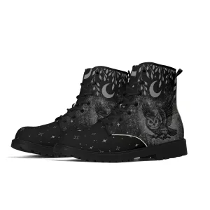 Mens Black Owl Vegan Boots
